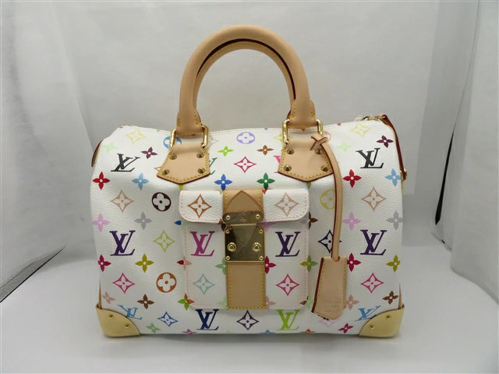 LOUIS VUITTON Speedy Handbag Multicolor Blanc White